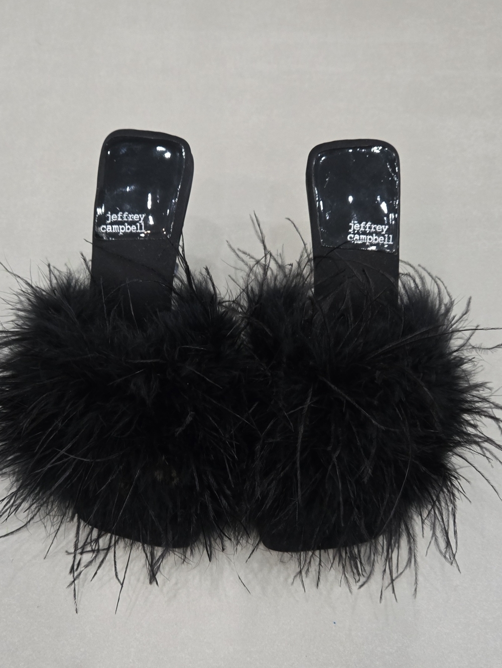Jeffrey Campbell Black Feather Slide Mules Size 8